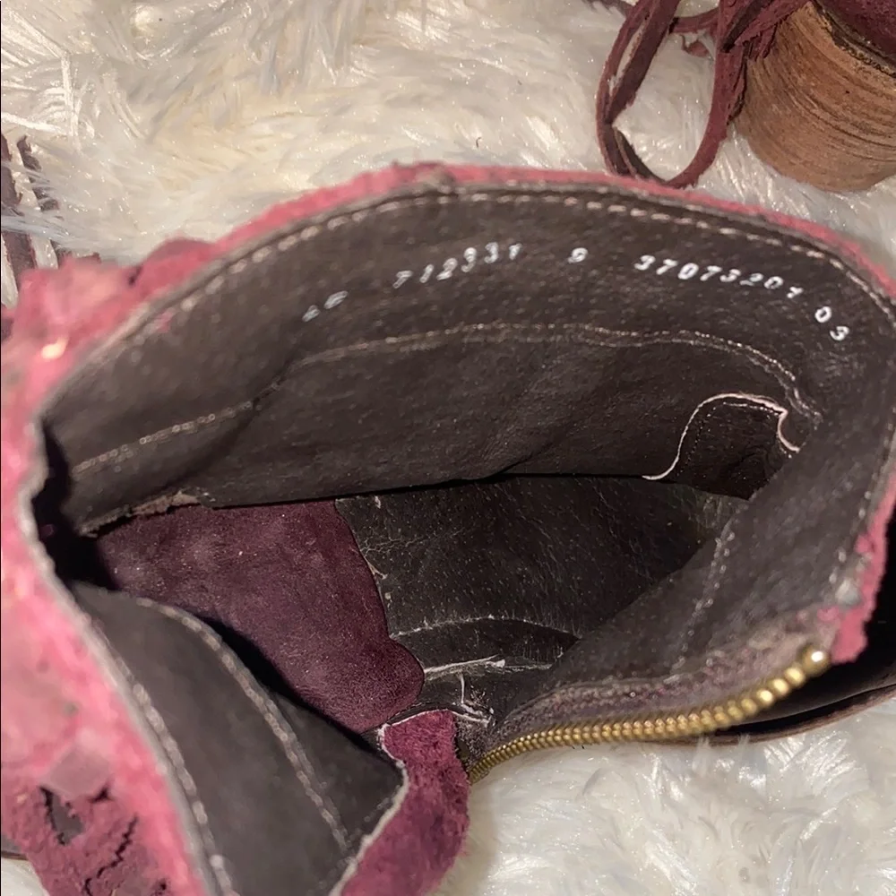 LIBERTY Black Purple Ankle Boots with Stylish Fringe - Picture 8 of 10
